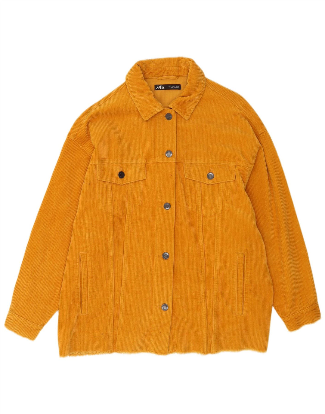 Jaqueta feminina de veludo cotelê Zara UK 16 grande algodão amarelo