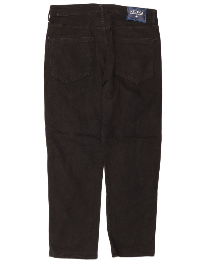 Nautica Mens Bootcut Jeans W34 L30 Algodão Preto
