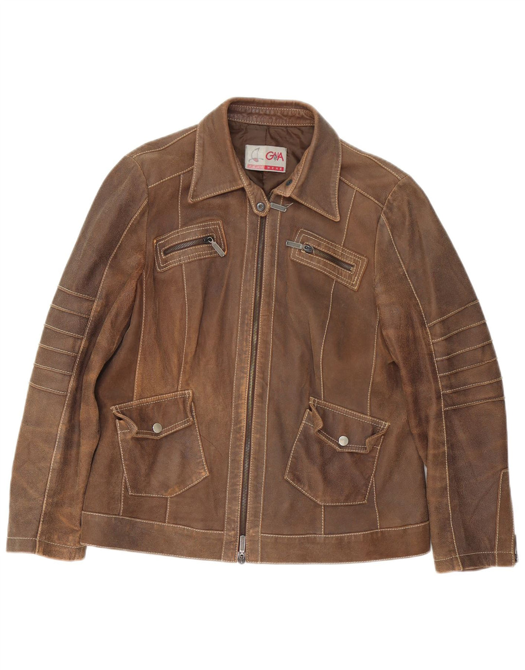 Jaqueta de couro feminina vintage Reino Unido 14 grande couro marrom