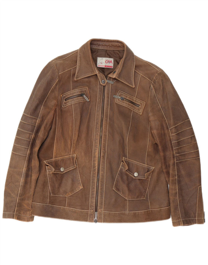 Jaqueta de couro feminina vintage Reino Unido 14 grande couro marrom