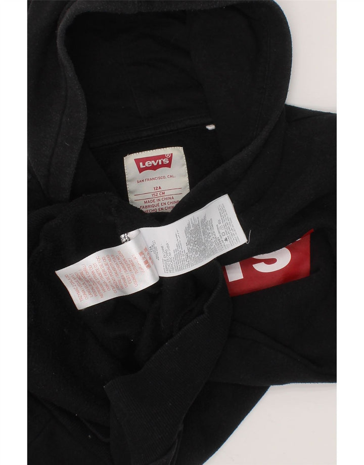 LEVI'S Boys Graphic Hoodie Jumper 11-12 Years Black Cotton Vintage Levi's and Second-Hand Levi's from Messina Hembry 