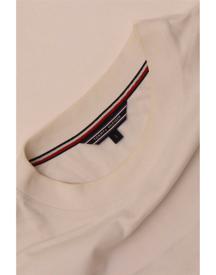 Tommy Hilfiger Top feminino manga 3/4 UK 10 pequeno listrado branco