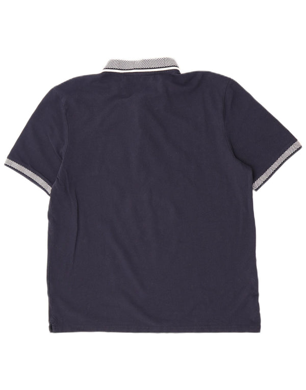Camisa polo masculina Ben Sherman grande algodão listrado azul marinho