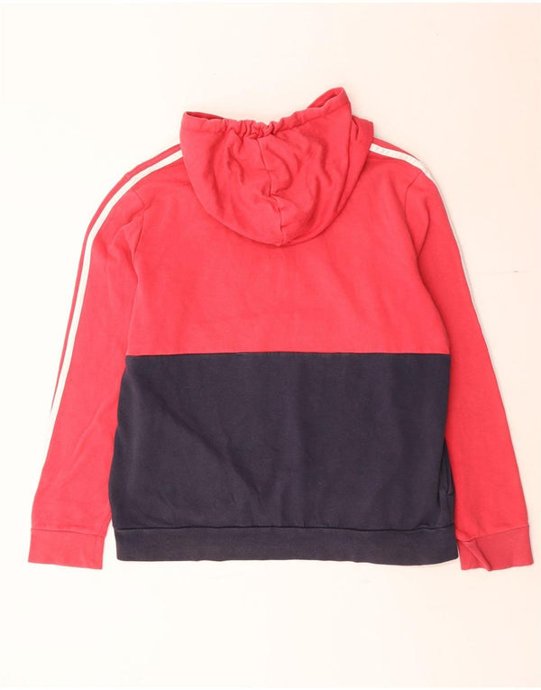 Adidas feminino gráfico moletom com capuz UK 20/22 XL vermelho colorblock algodão