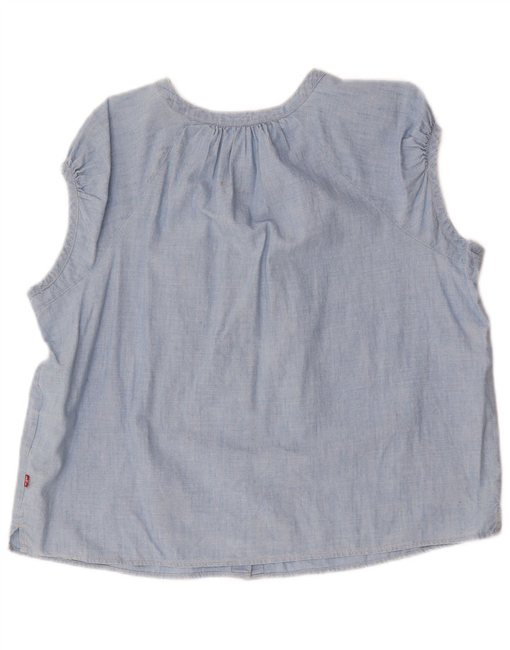 Blusa feminina oversized Levi's Reino Unido 16 grande algodão azul