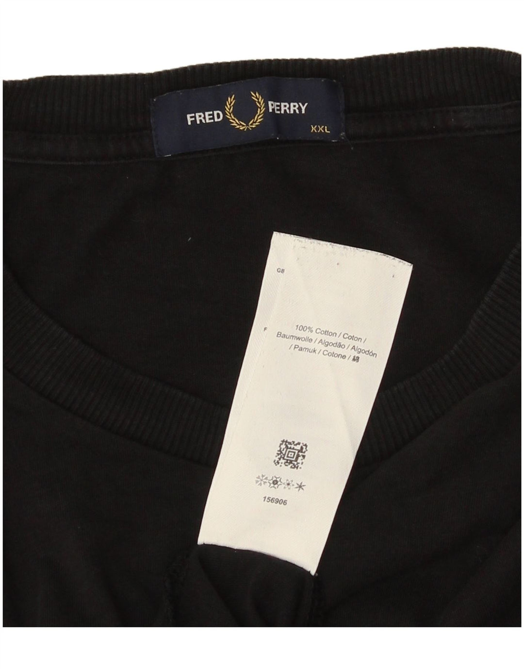 Camiseta gráfica masculina FRED PERRY 2XL algodão preto
