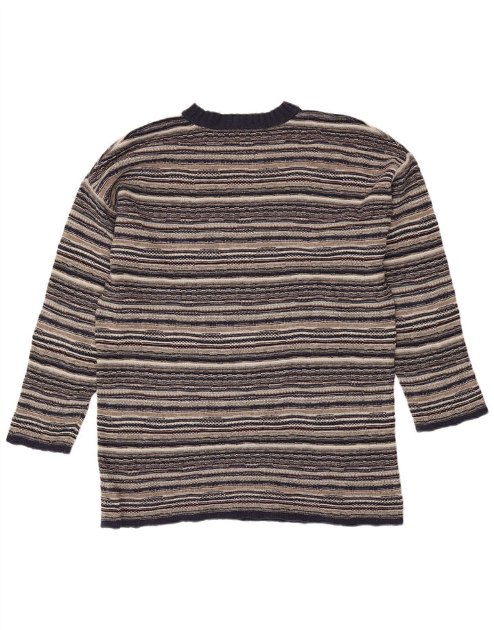 STEFANEL Suéter feminino com gola redonda e listrado grande multicolorido Reino Unido 14