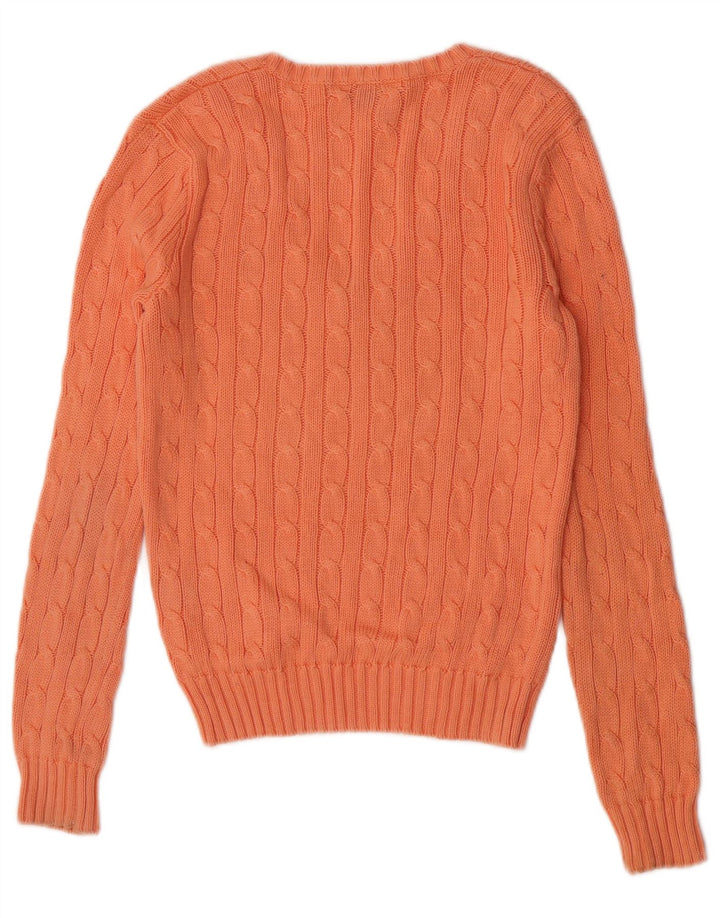 Suéter feminino Ralph Lauren com decote em V Reino Unido 12 médio laranja