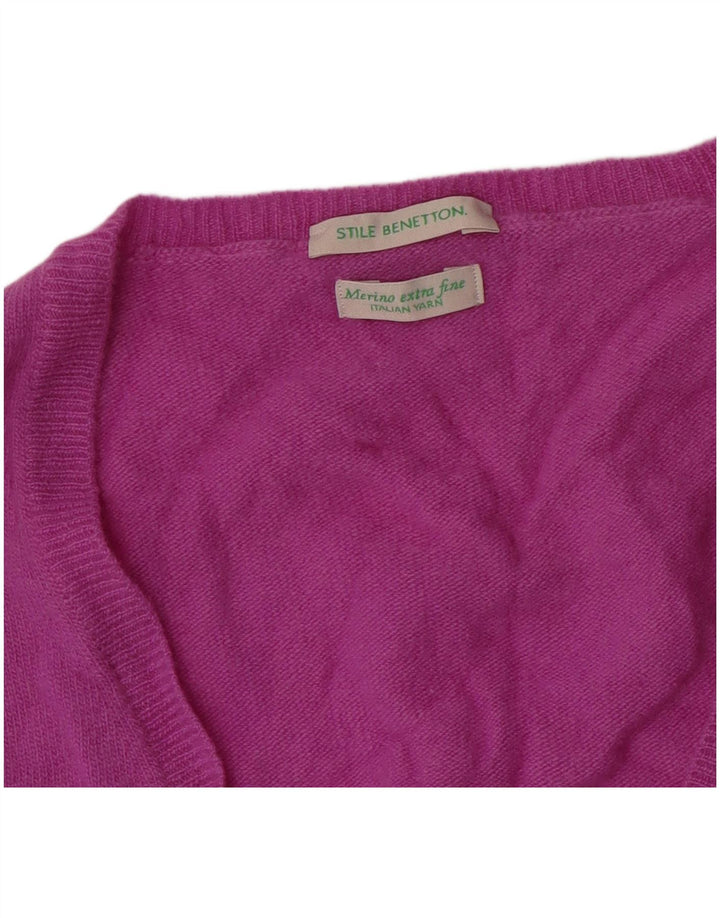 Suéter cardigã feminino Benetton UK 12 médio roxo