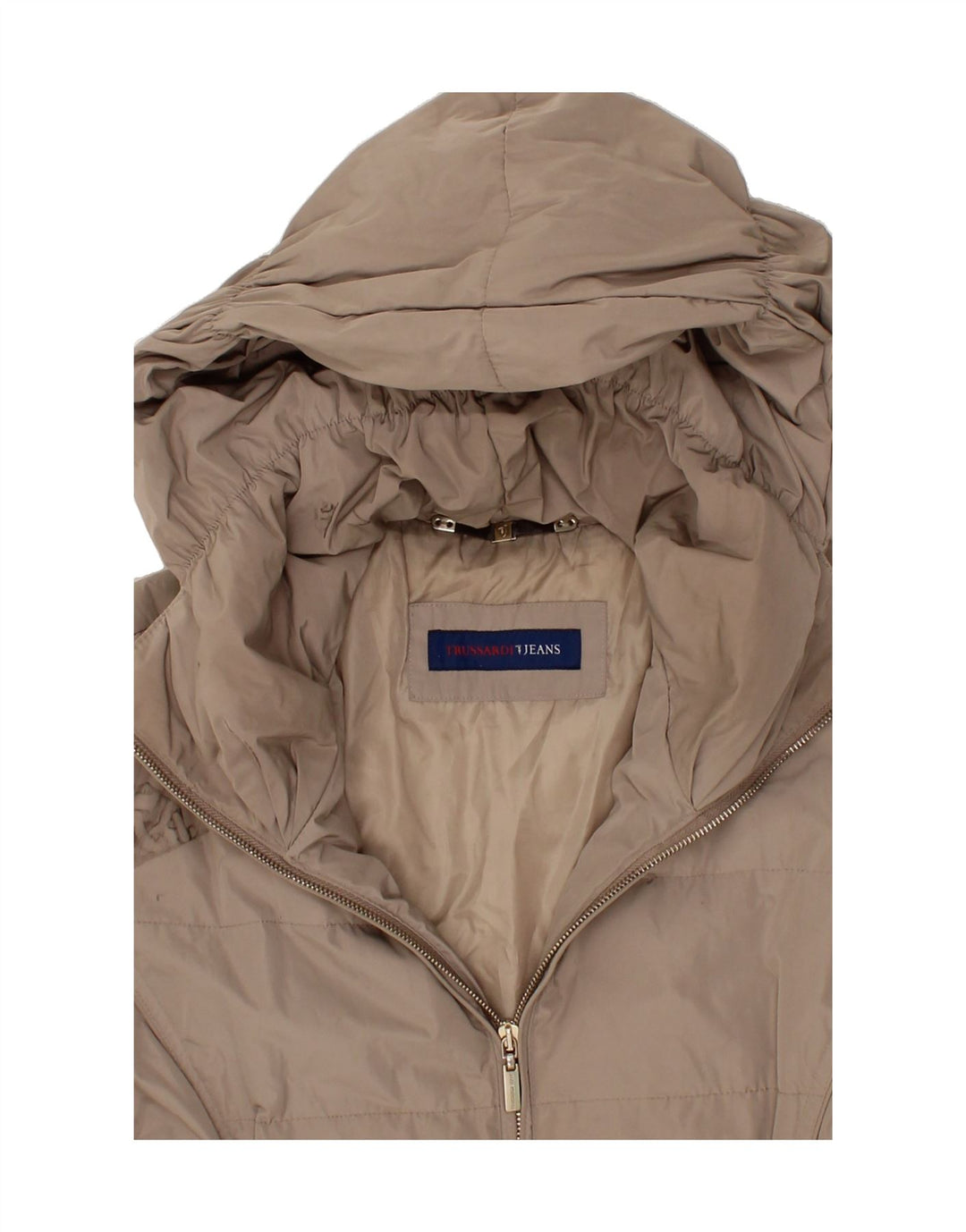 TRUSSARDI JEANS Womens Hooded Padded Coat UK 18 XL Grey Vintage Trussardi Jeans and Second-Hand Trussardi Jeans from Messina Hembry 