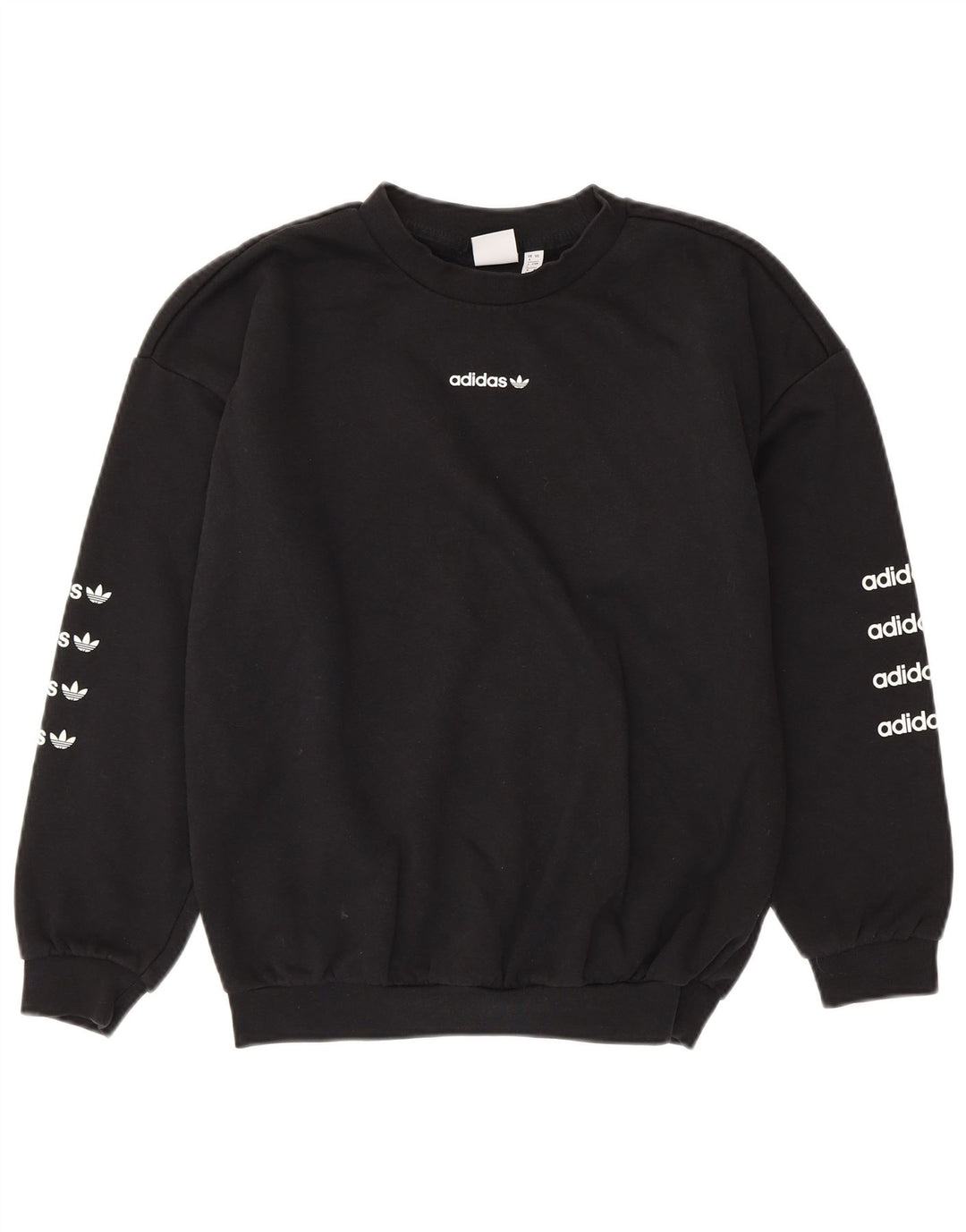 ADIDAS Womens Oversized Graphic Sweatshirt Jumper Reino Unido 8 Pequeno Algodão Preto