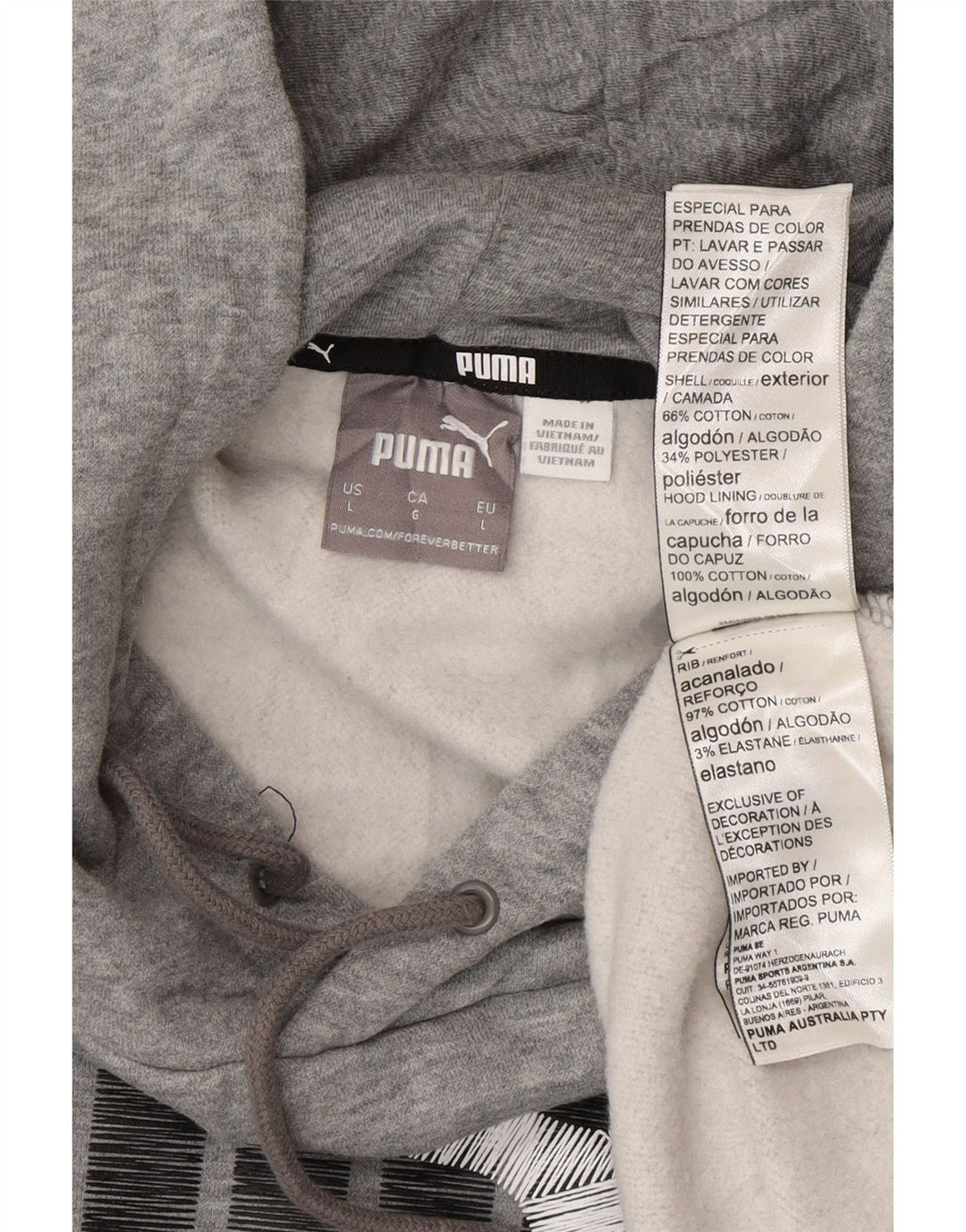 PUMA Mens Graphic Hoodie Jumper Grande Algodão Cinza
