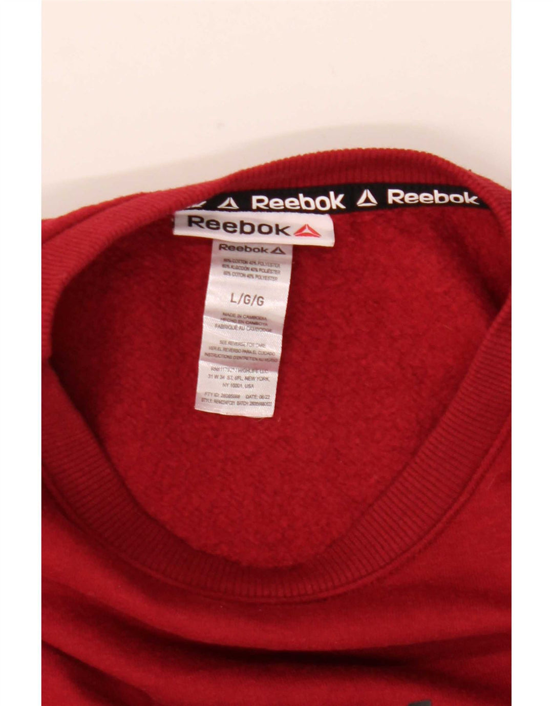 Reebok Mens Graphic Moletom Jumper Grande Algodão Vermelho