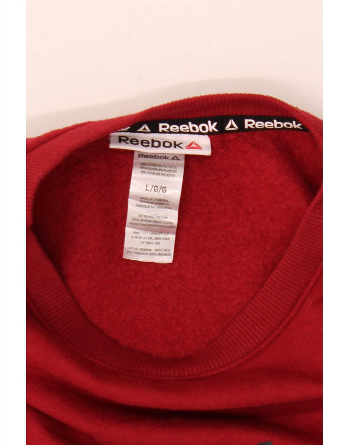 Reebok Mens Graphic Moletom Jumper Grande Algodão Vermelho