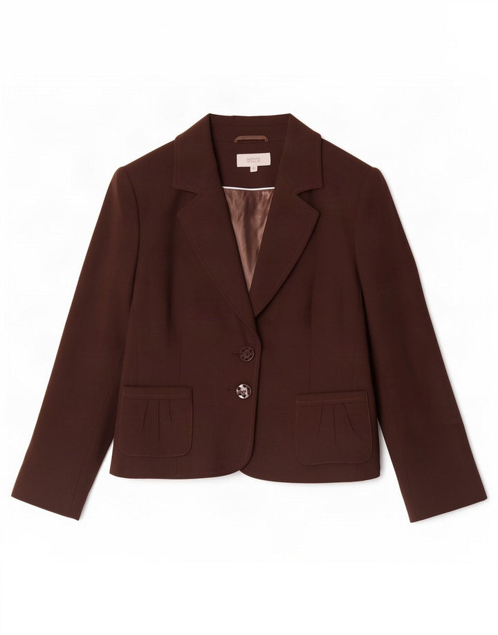 Jaqueta blazer feminina de 2 botões Marks & Spencer Reino Unido 16 grande poliéster marrom