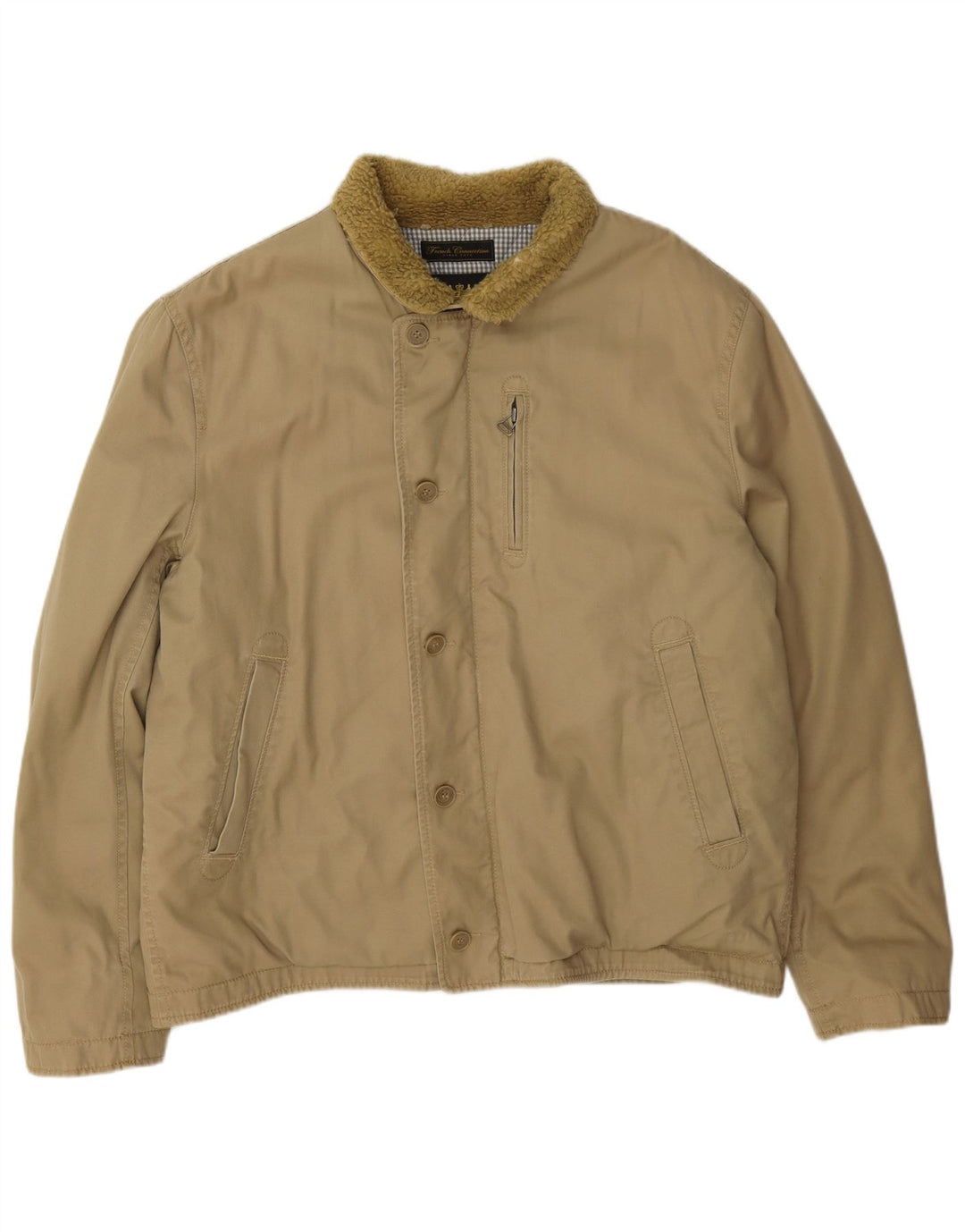 Jaqueta corta-vento masculina French Connection UK 42 XL algodão bege