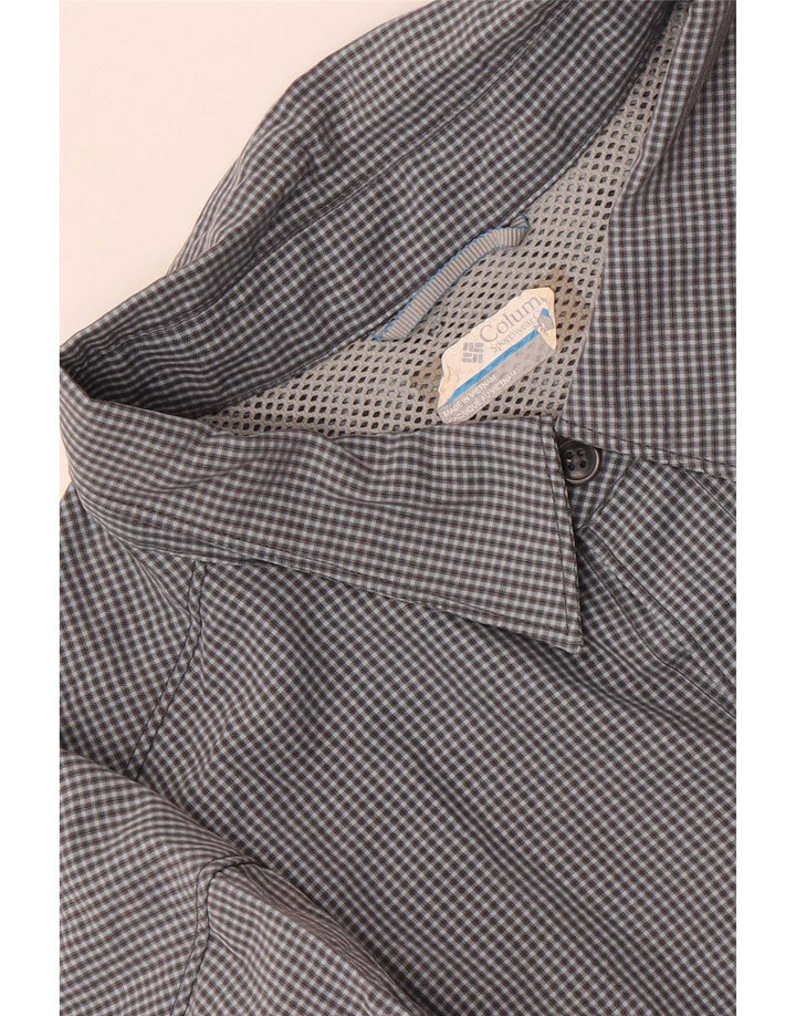 Columbia Camisa masculina de manga curta grande xadrez cinza