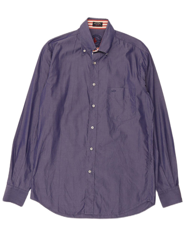 Camisa masculina Paul & Shark tamanho 40 algodão roxo médio