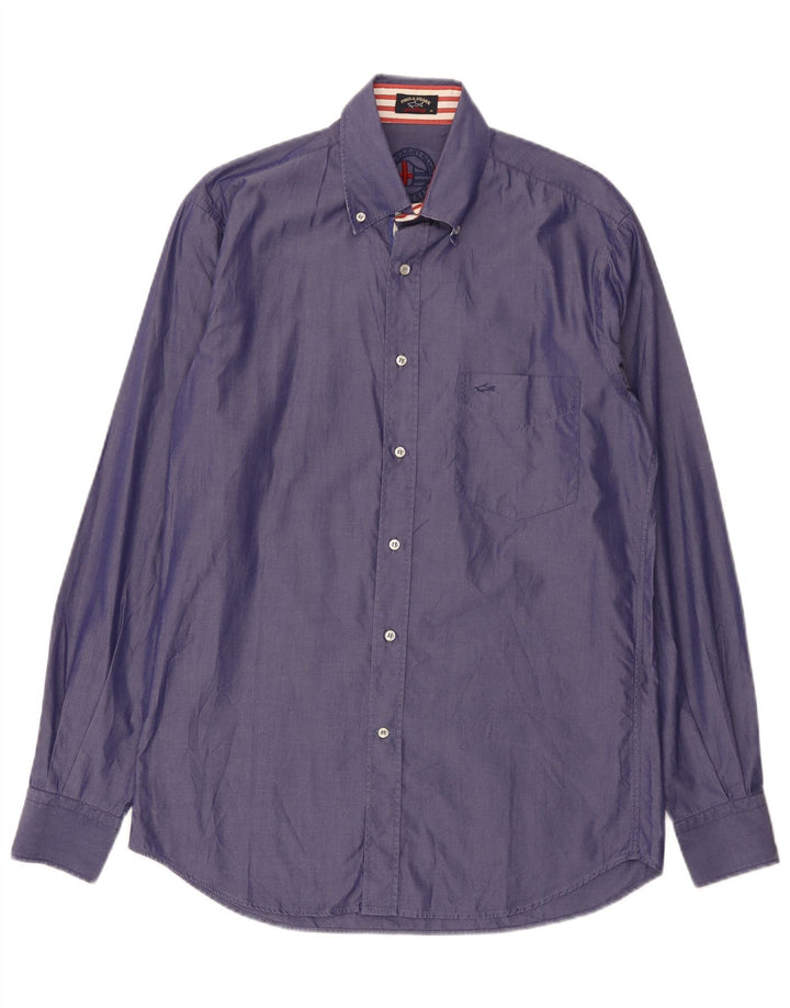 Camisa masculina Paul & Shark tamanho 40 algodão roxo médio