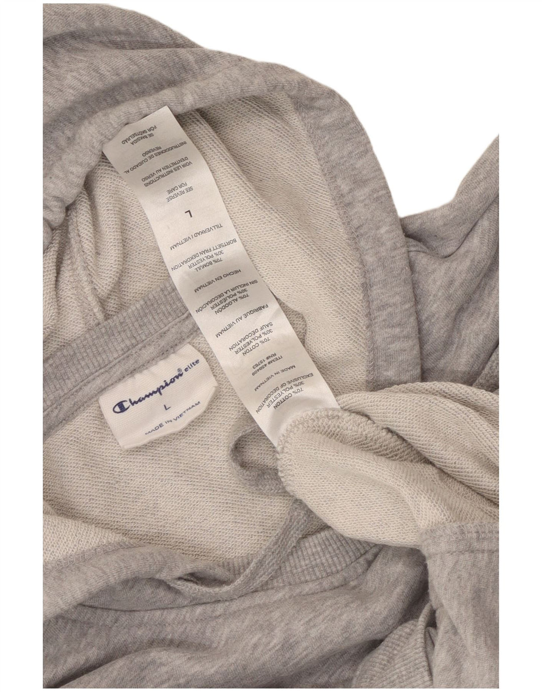 CHAMPION Suéter feminino Elite com capuz Reino Unido 16 grande algodão manchado cinza