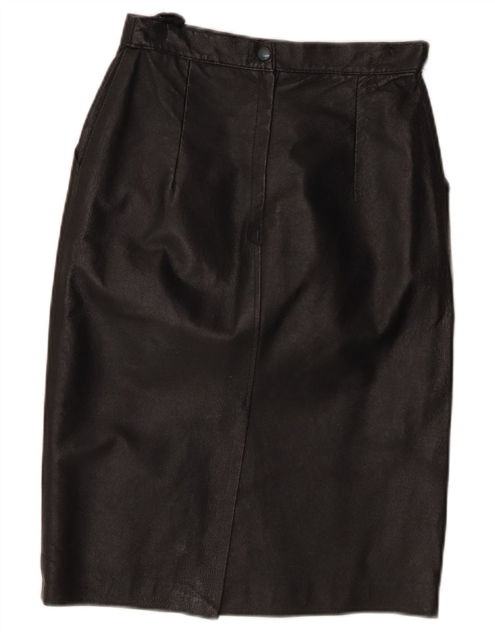 Saia de couro feminina vintage W24 XS preta