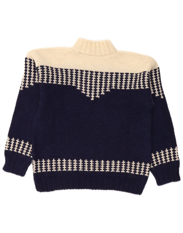Suéter feminino VINTAGE com gola tartaruga Reino Unido 14 médio azul marinho