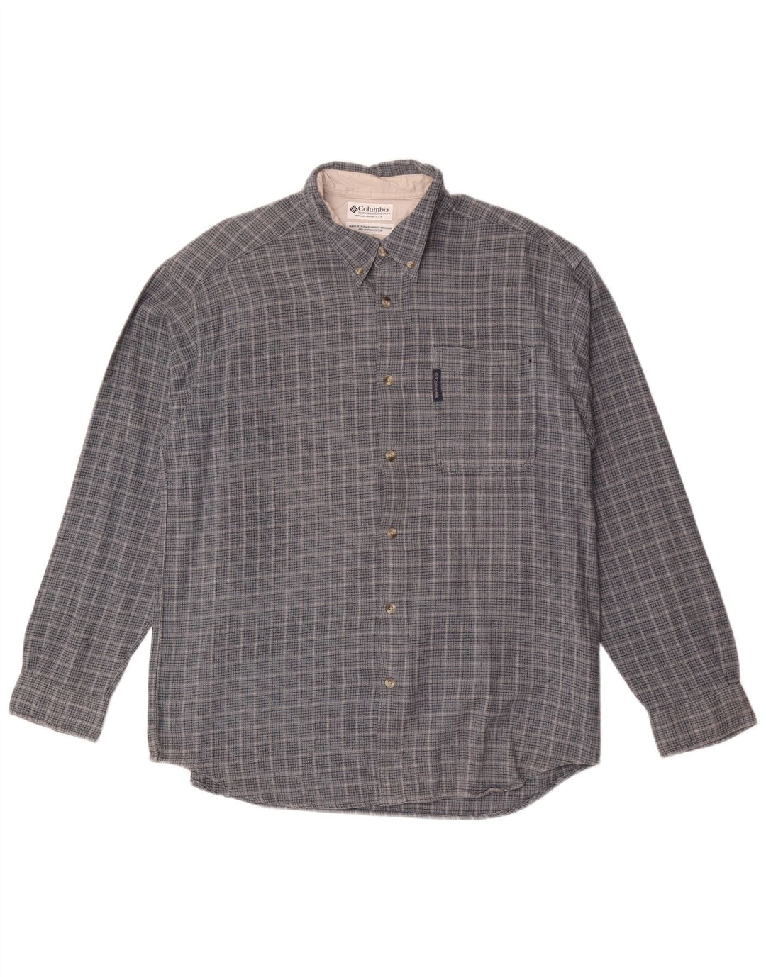 Camisa masculina de flanela Columbia grande algodão xadrez azul