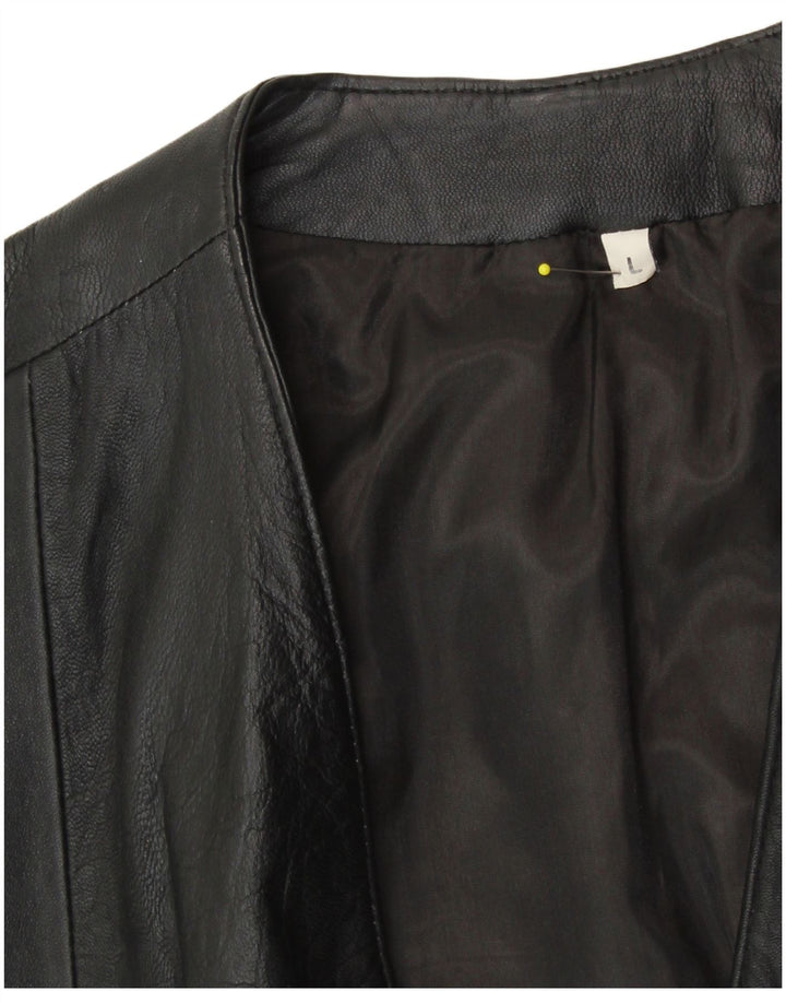 Colete de couro masculino VINTAGE grande preto