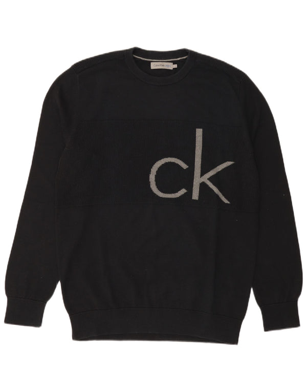 Suéter masculino Calvin Klein Jeans com gola redonda e algodão preto grande