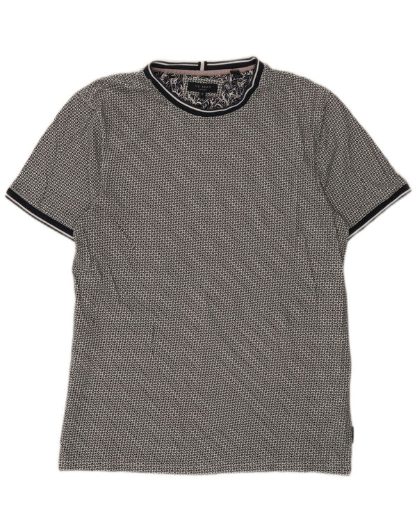 Camiseta masculina Ted Baker tamanho superior 3 algodão manchado azul marinho médio