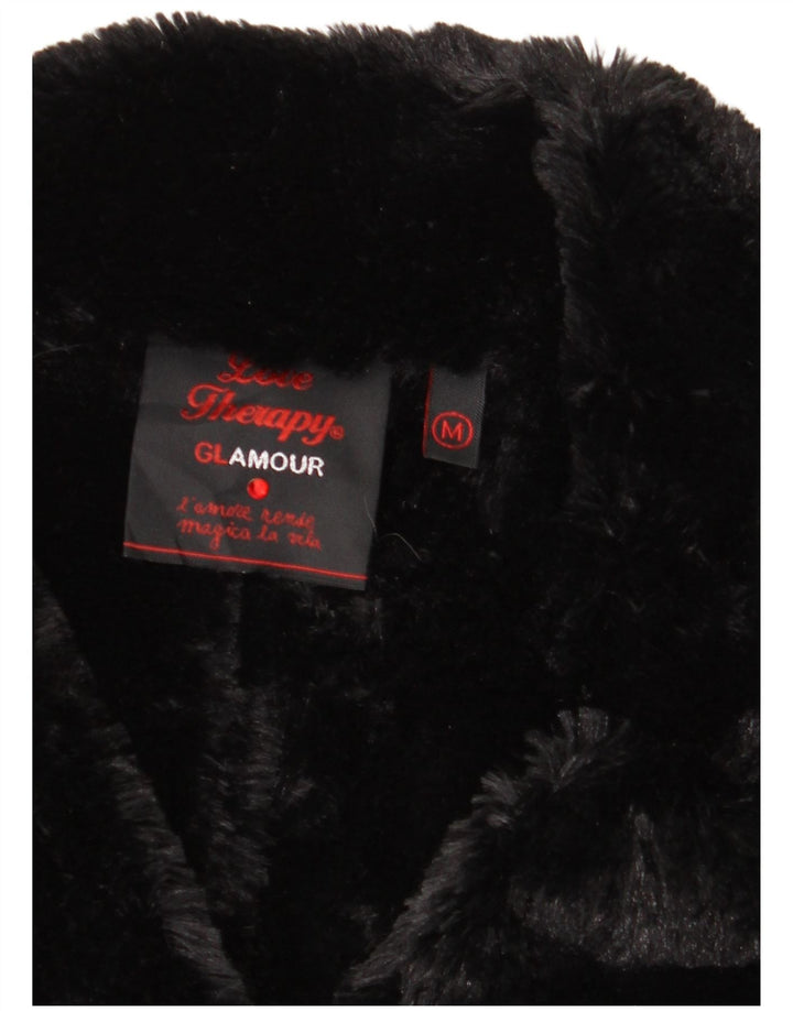 Sobretudo sherpa feminino vintage UK 12 médio preto
