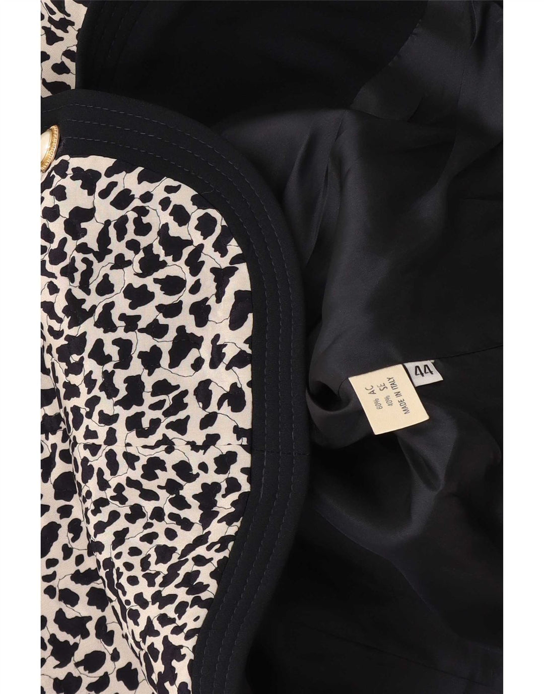 Jaqueta blazer feminina vintage manga 3/4 IT 44 estampa animal preta média