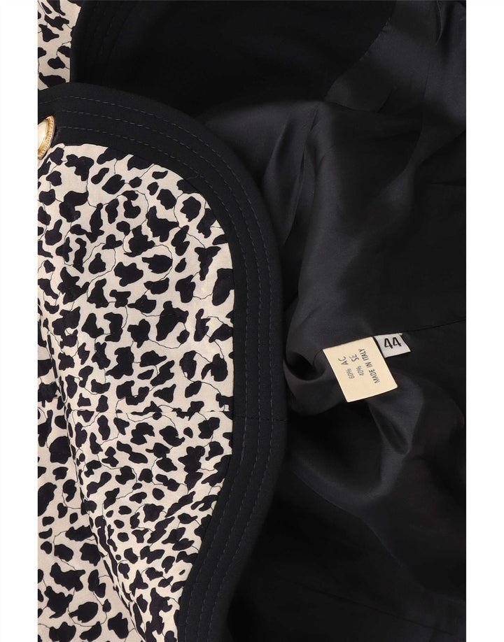 Jaqueta blazer feminina vintage manga 3/4 IT 44 estampa animal preta média