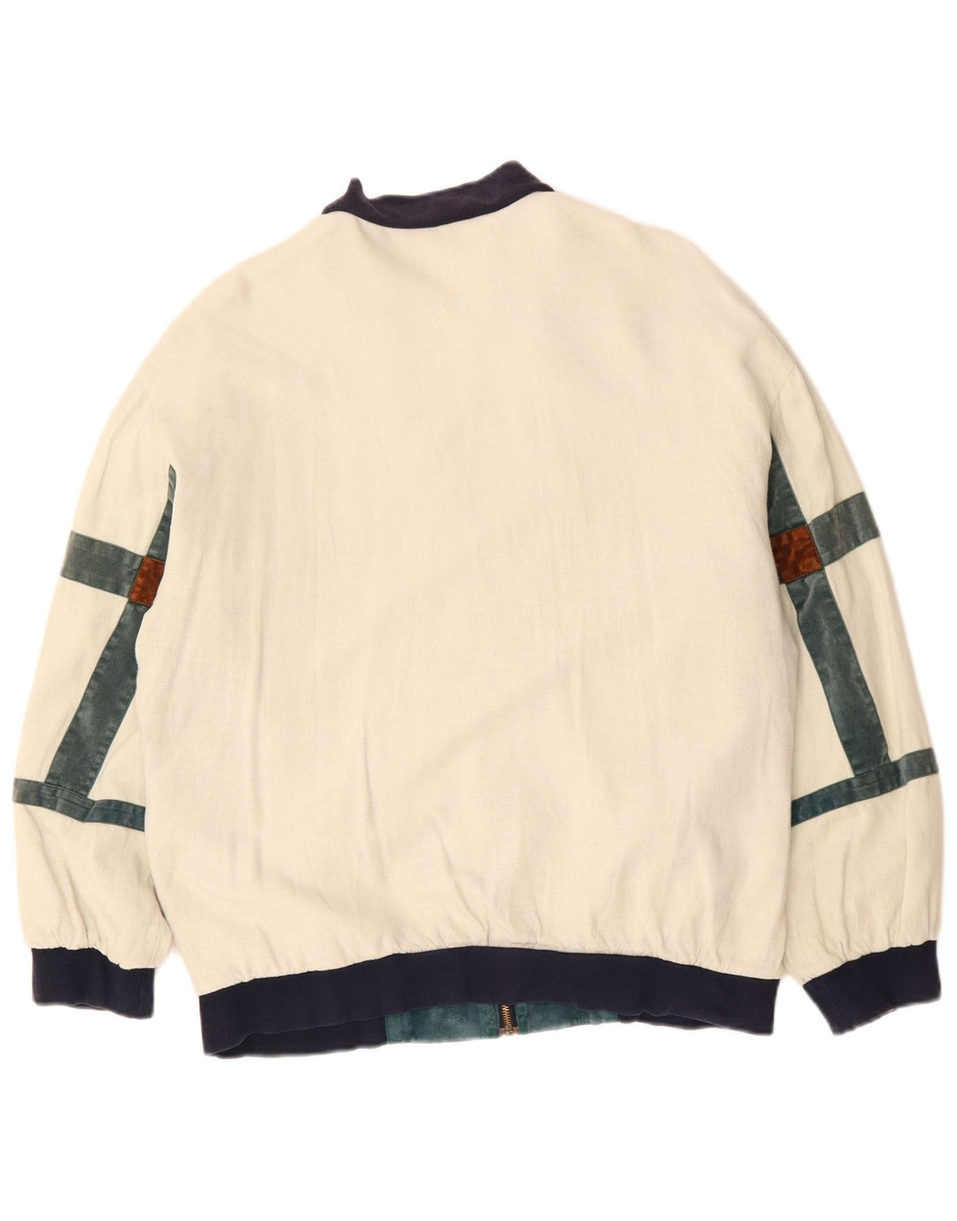 Jaqueta bomber masculina VINTAGE de ajuste solto Reino Unido 36 pequeno bloco colorido branco