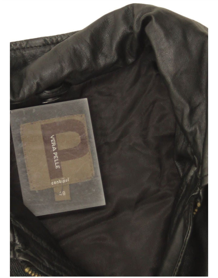 Jaqueta de couro militar masculina Conbipel IT 48 couro preto médio