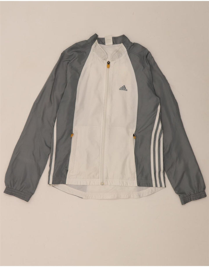 Adidas Womens Tracksuit Top Jacket UK 10 Small Grey Colourblock
