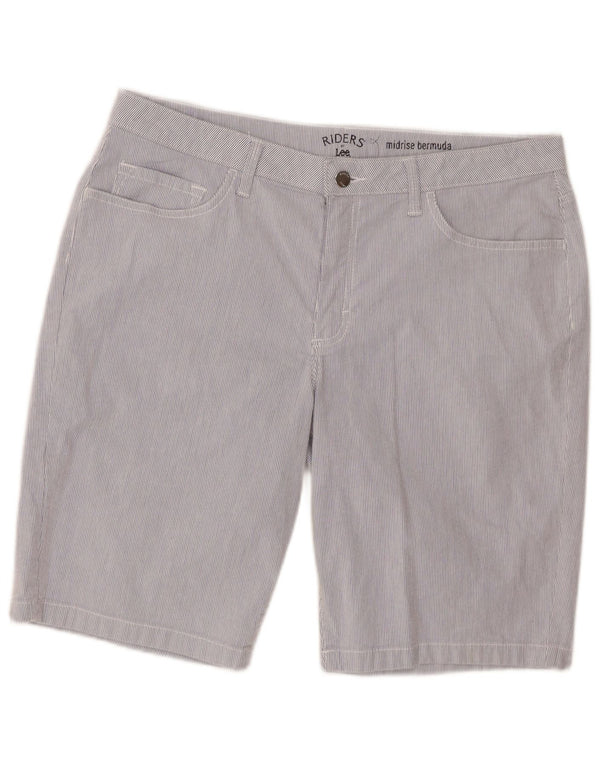 Lee Womens Riders Bermuda de cintura média EUA 16 2XL W36 risca de giz azul