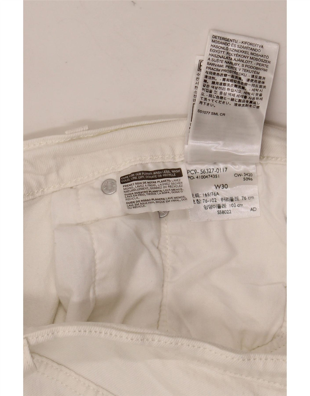 Shorts jeans feminino 501 da LEVI'S W30 algodão branco médio