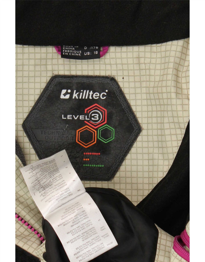 Jaqueta corta-vento feminina Killtec 15-16 anos poliéster xadrez bege