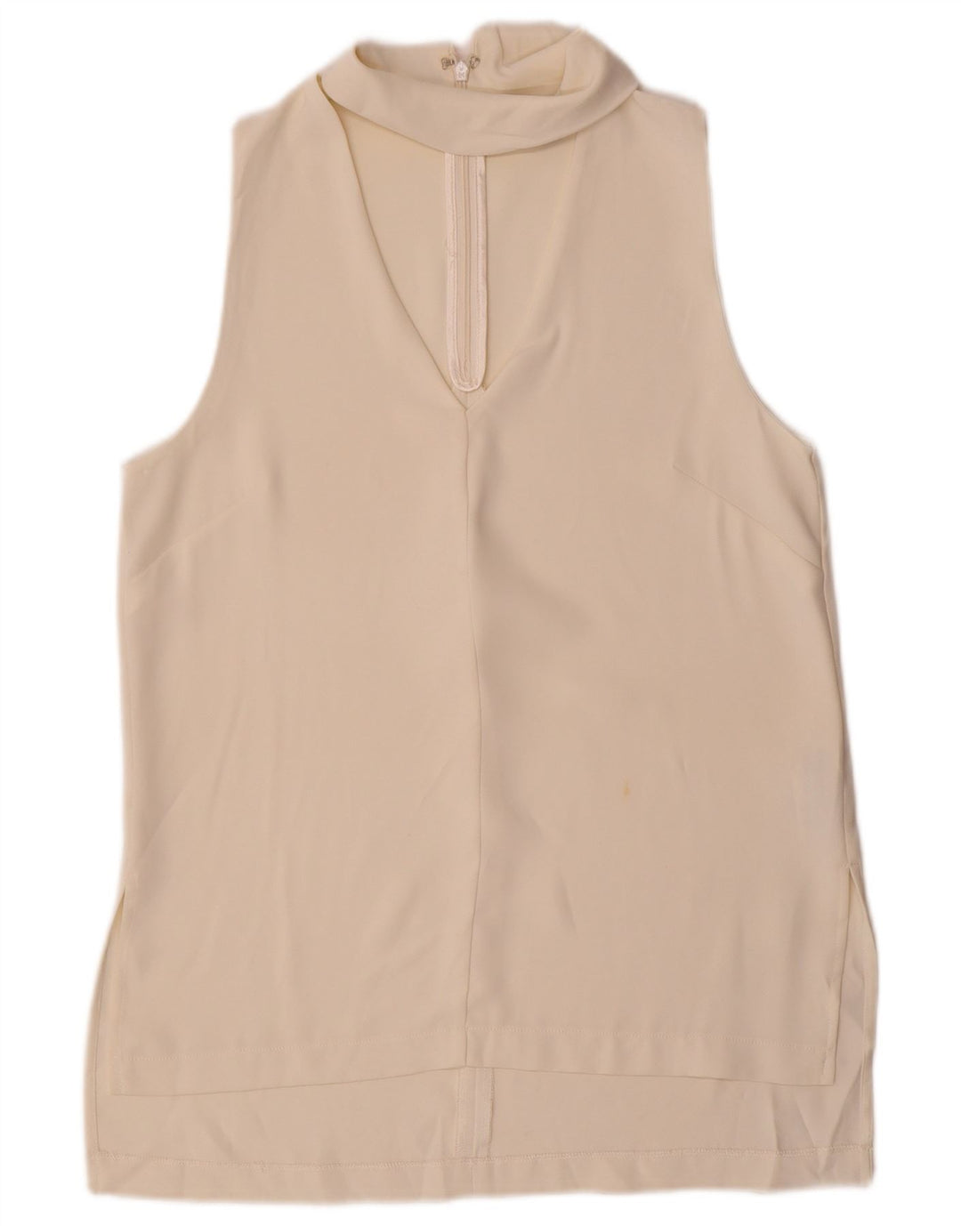 Blusa feminina sem mangas Topshop UK 10 pequena poliéster branco
