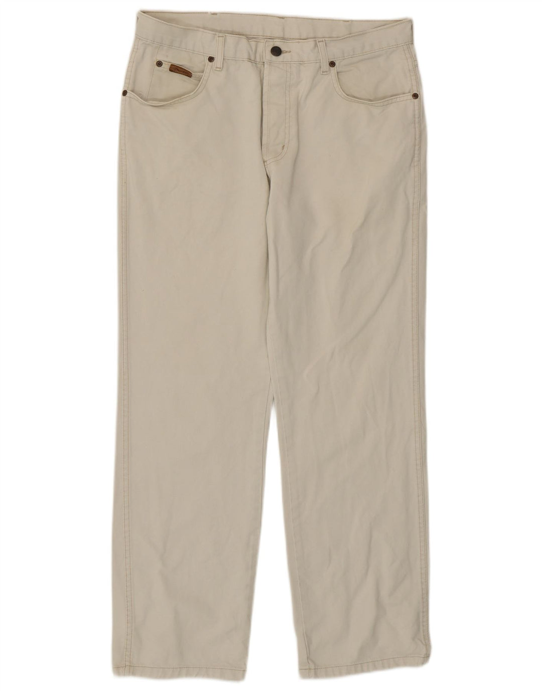 Wrangler Mens Straight Jeans W34 L30 Off White Algodão