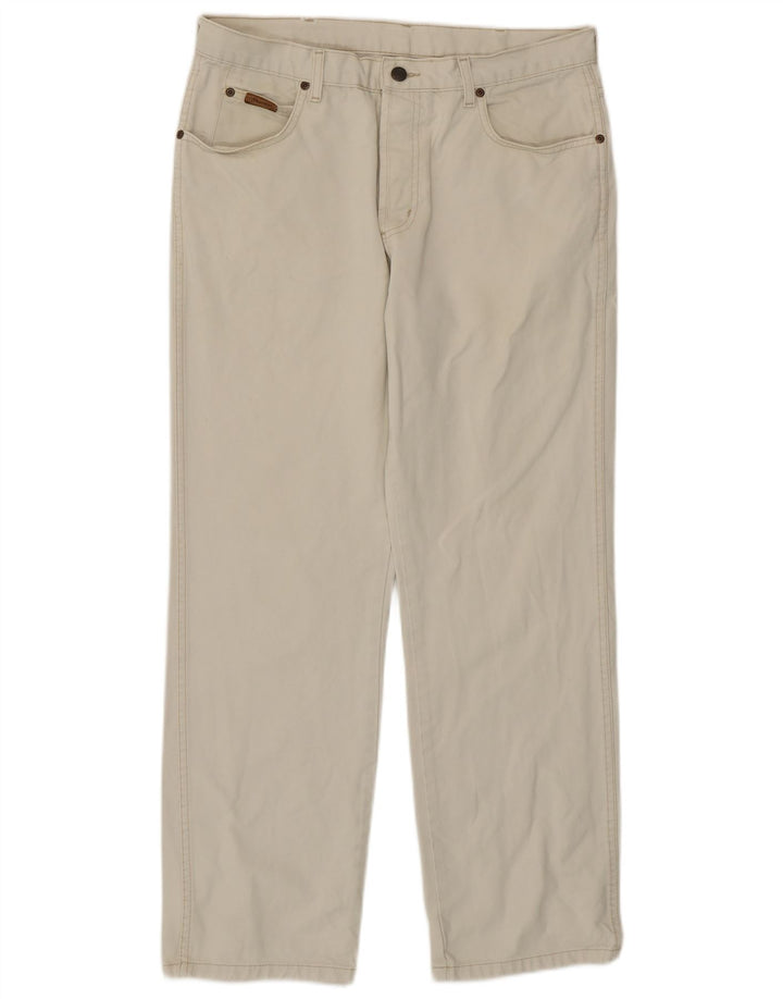 Wrangler Mens Straight Jeans W34 L30 Off White Algodão
