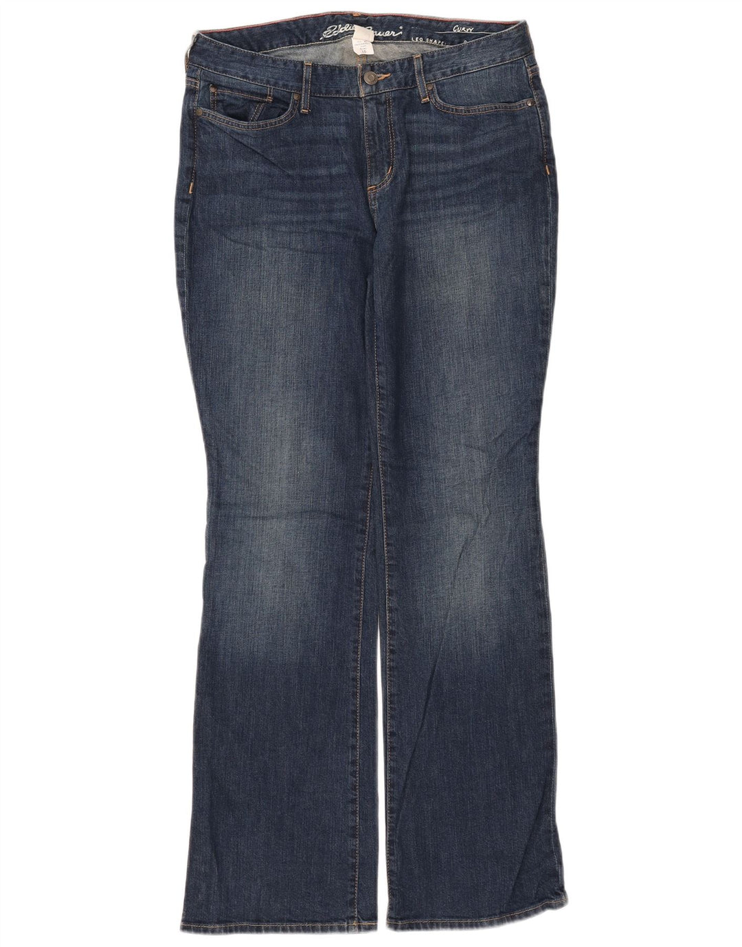 Eddie Bauer Calça jeans feminina Curvy Bootcut US 10 Grande W32 L33 Azul Algodão