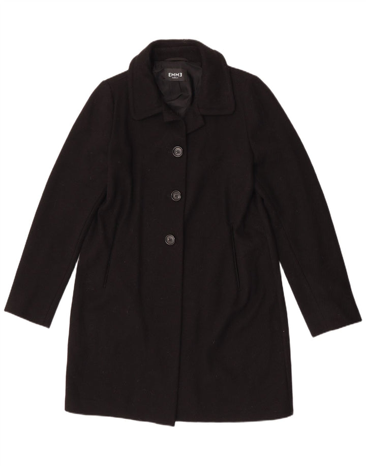 Sobretudo feminino Marella UK 14 grande lã virgem preta