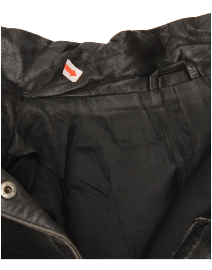 Jaqueta feminina de couro superdimensionada VINTAGE EU 42 couro preto grande