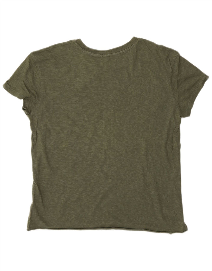 BENETTON Womens Graphic T-Shirt Top UK 14 Medium Khaki