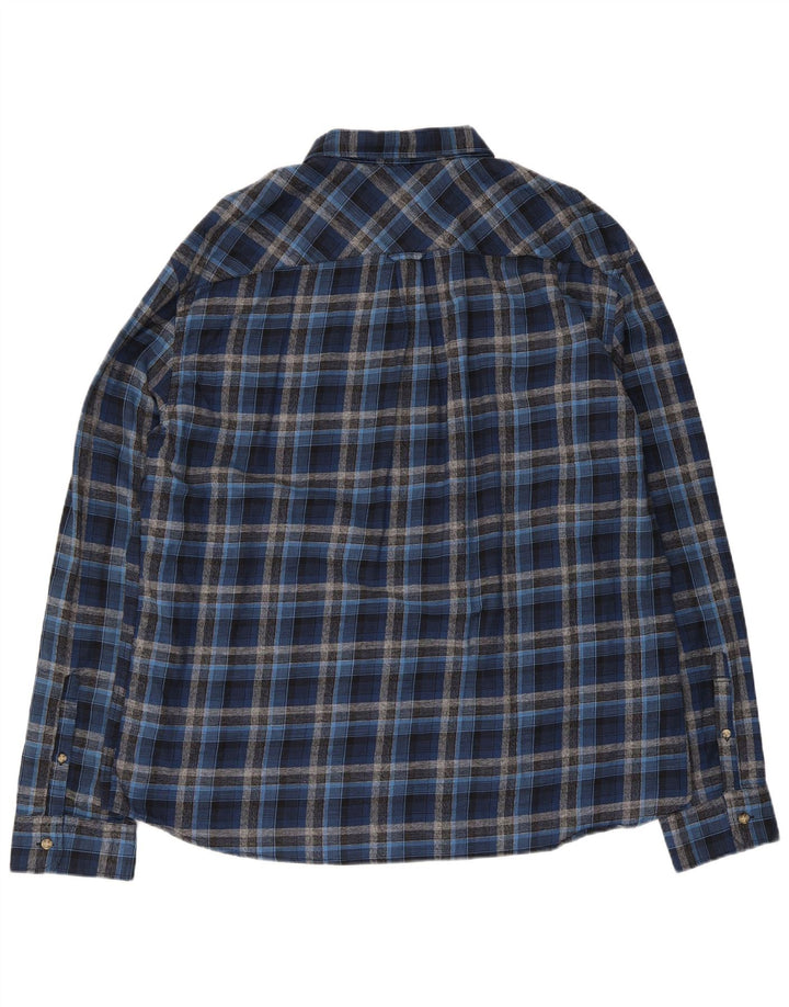 Camisa masculina de flanela sob medida da MARKS & SPENCER 2XL algodão xadrez azul