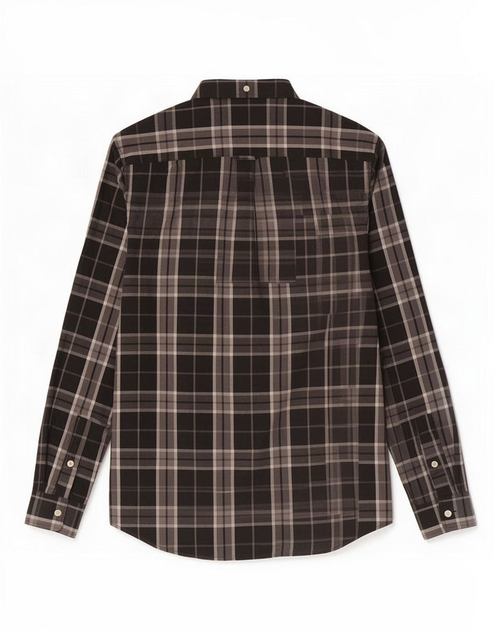 Camisa masculina Lyle & Scott pequena xadrez preta de algodão
