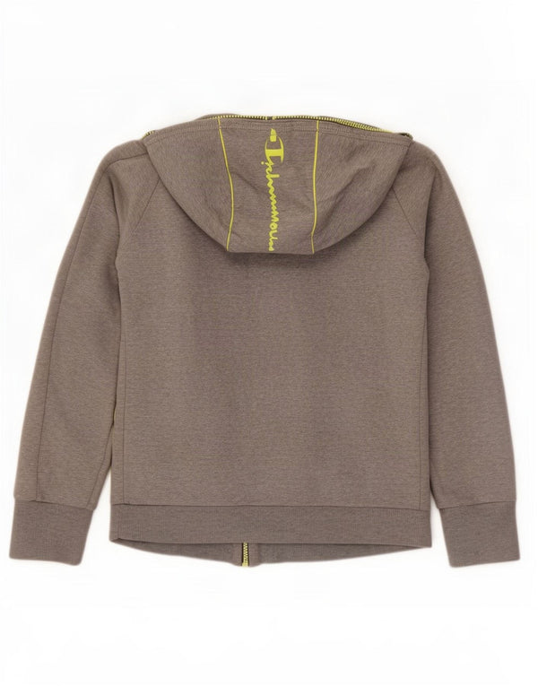 Suéter feminino Champion com capuz e zíper gráfico Heritage Fit UK 12 cinza médio
