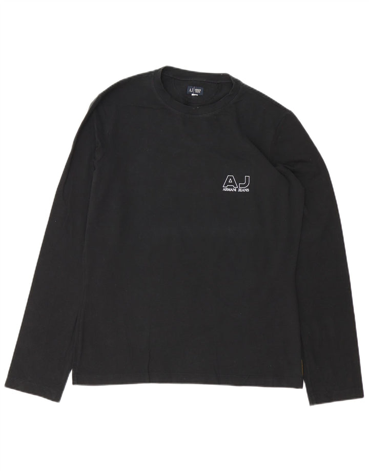 Armani Jeans Mens Top Manga Longa Médio Algodão Preto